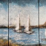 Sehnsucht nach Meer, Triptychon mit Acryl-Mischtechnik